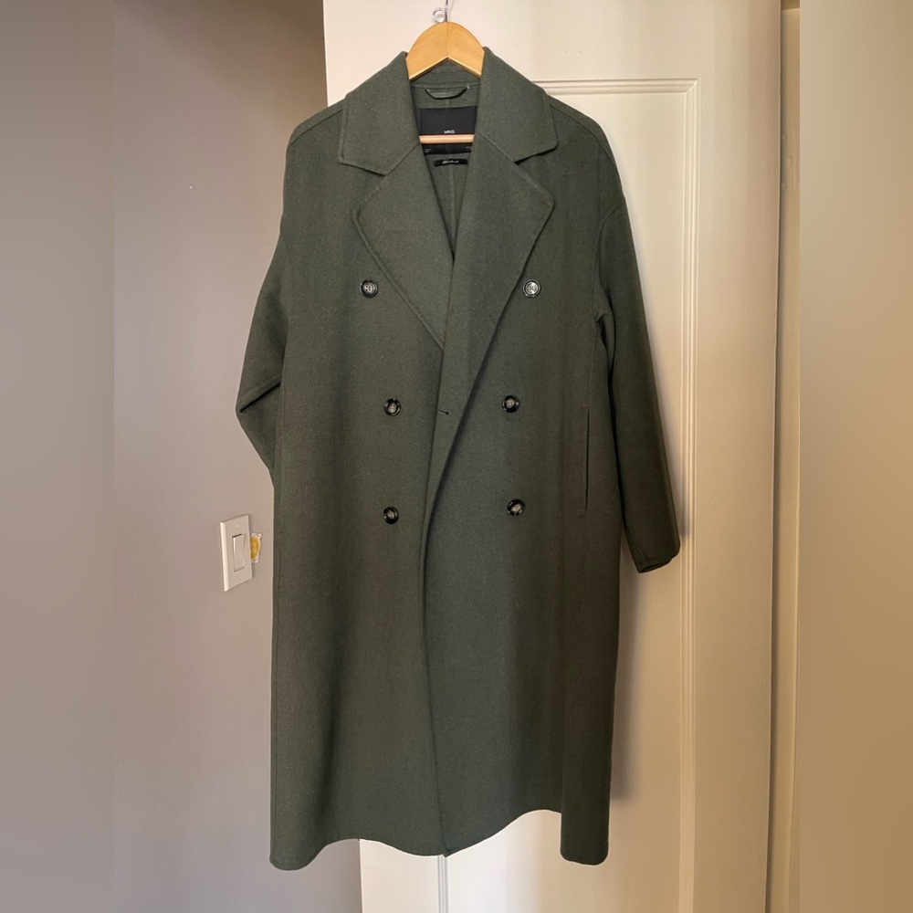 Mango (MNG) Handmade oversized wool coat in Forest Green size M